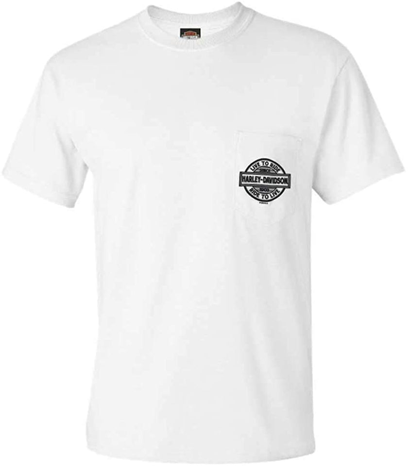 Harley-Davidson Men's Live to Ride Chest Pocket Short Sleeve T-Shirt, White