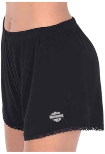 Harley-Davidson Women's Starry Nights Lace Trim Edges Lounge Shorts - Black