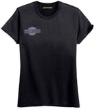 Harley-Davidson Women's Distressed Eagle Flag Short Sleeve Tee 99099-18VW (M) Black