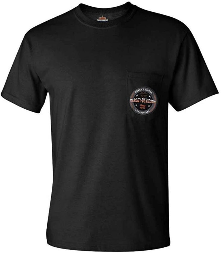 Harley-Davidson Men's Worlds Finest HD Chest Pocket Short Sleeve T-Shirt, Black