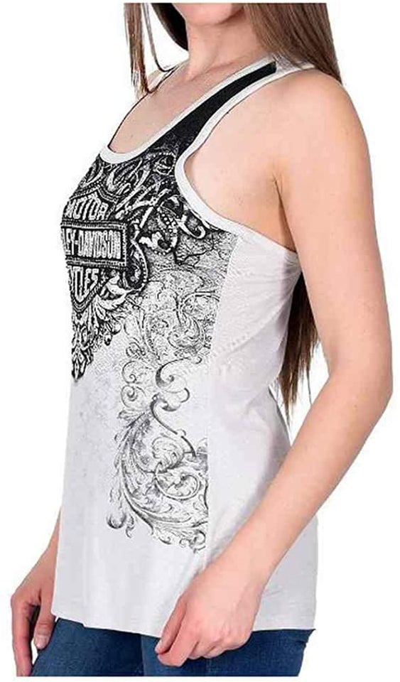 Harley-Davidson Women's Banshee Embellished Back Detailed Tank Top, Silver