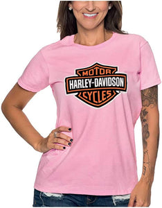 Harley-Davidson Women's Bar & Shield Logo Crew-Neck Short Sleeve T-Shirt, Pink