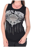 Harley-Davidson Women's Bar & Shield Lace-Up Back Sleeveless Tank Top - Black