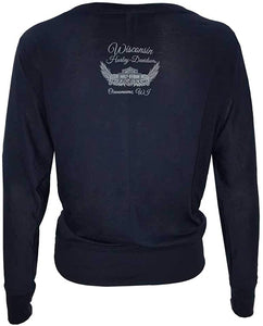 Harley-Davidson Women's Painted Embellished Wings Long Sleeve Shirt, Dark Blue