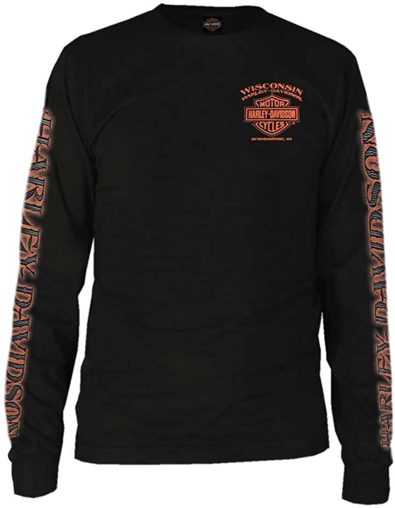 Harley-Davidson Men's Eagle Piston Long Sleeve Crew Shirt, Black 30299947