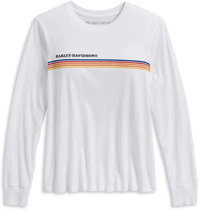 Harley-Davidson Women's Chest Stripe Long Sleeve T-Shirt, White 96183-20VW