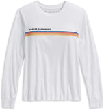 Harley-Davidson Women's Chest Stripe Long Sleeve T-Shirt, White 96183-20VW