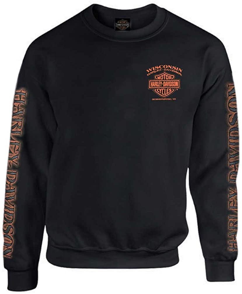 Harley-Davidson Men's Eagle Piston Fleece Pullover Sweatshirt, Black 30299948