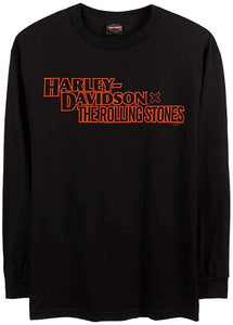 Harley-Davidson Men's Rolling Stones Stacked Long Sleeve Cotton Shirt - Black