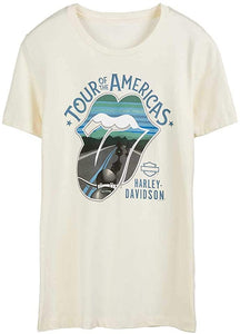 Harley-Davidson Women's Rolling Stones America Tour Short Sleeve Tee - Ivory