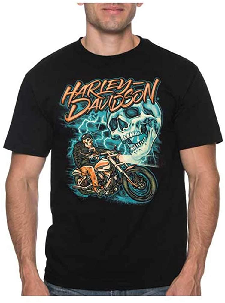 Harley-Davidson Men's Ride The Lightning Short Sleeve Crew-Neck T-Shirt, Black