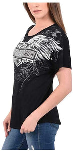 Harley-Davidson Women's Alpha Embellished Short Sleeve Loose Fit T-Shirt, Black