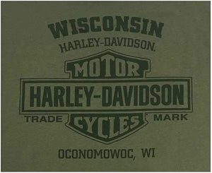 Harley-Davidson Men's Tonal Bolted One Short Sleeve Crew-Neck T-Shirt, Green