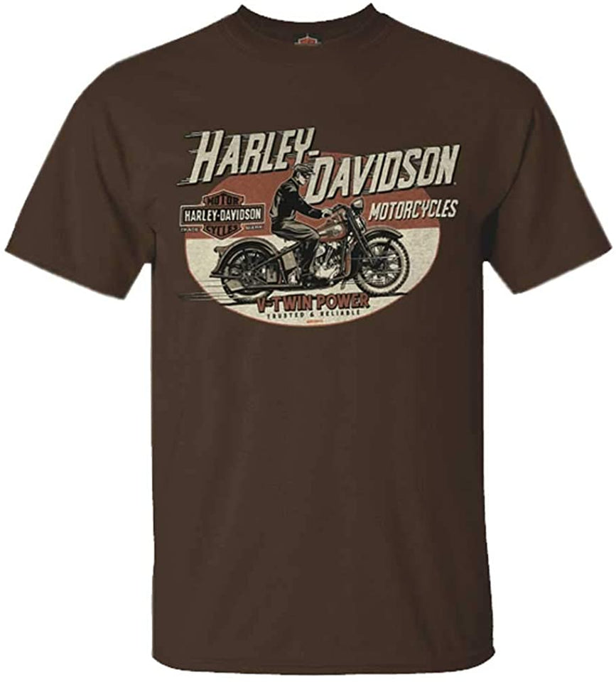 Harley-Davidson Men's Winner Vintage Short Sleeve Crew-Neck T-Shirt - Dark Brown