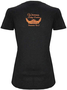 Harley-Davidson Women's Chrome Eagle Short Sleeve Scoop Neck T-Shirt, Black