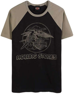 Harley-Davidson Men's Rolling Stones Jet Eagle Short Sleeve Raglan Tee - Black