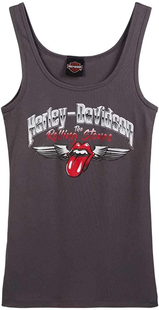 Harley-Davidson Women's Rolling Stones Chrome Wings Sleeveless Tank Top - Gray