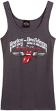 Harley-Davidson Women's Rolling Stones Chrome Wings Sleeveless Tank Top - Gray