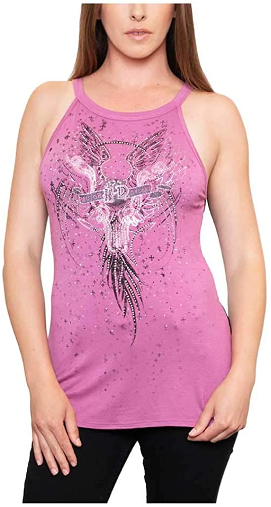 Harley-Davidson Women's Harmonious Embellished Sleeveless Laced Tank Top - Pink