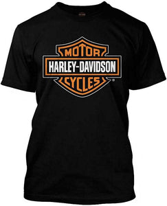 Harley-Davidson Men's Orange Bar & Shield Black T-Shirt 30290591 (2XLT)