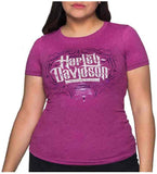 Harley-Davidson Women's Hook Badge Short Sleeve Crew Neck Slim Fit Tee - Purple