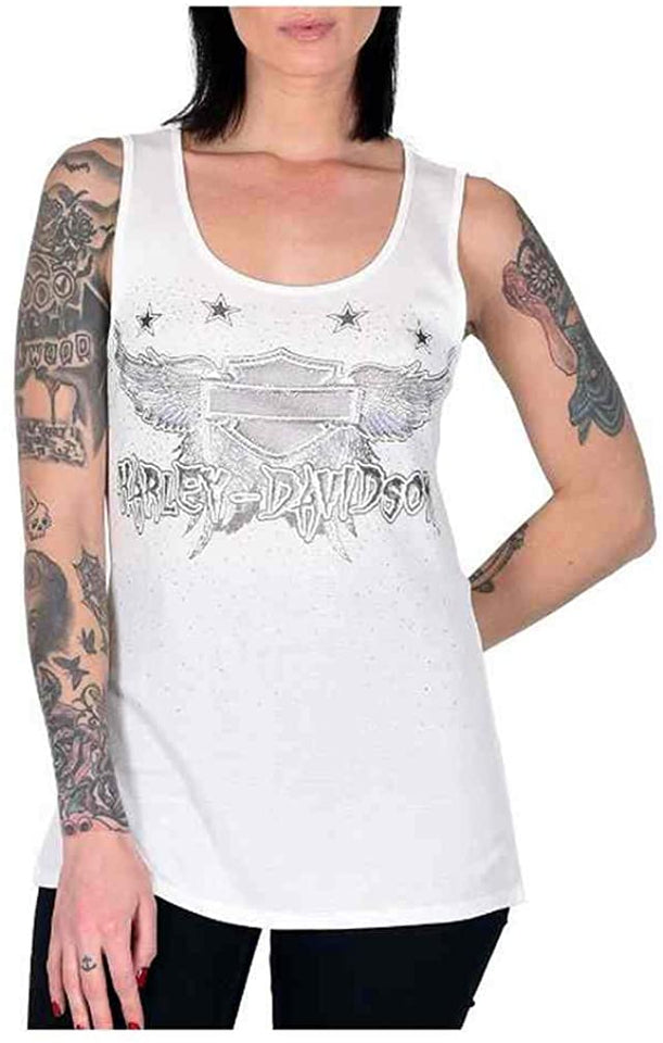 Harley-Davidson Women's Fury Takes Flight Sleeveless Sleep Tank Top, White