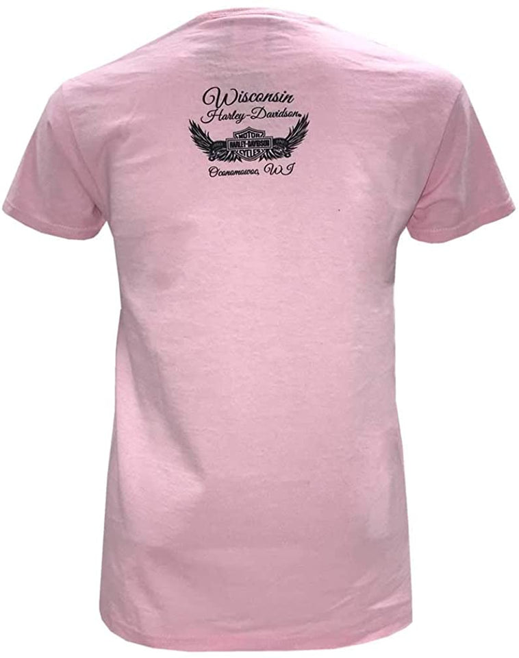 Harley-Davidson Women's Bar & Shield Logo Crew-Neck Short Sleeve T-Shirt, Pink