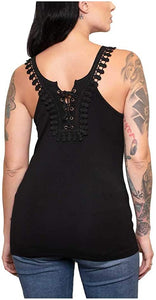 Harley-Davidson Women's Bling Winged Skull Crochet Trim Sleeveless Tank Top