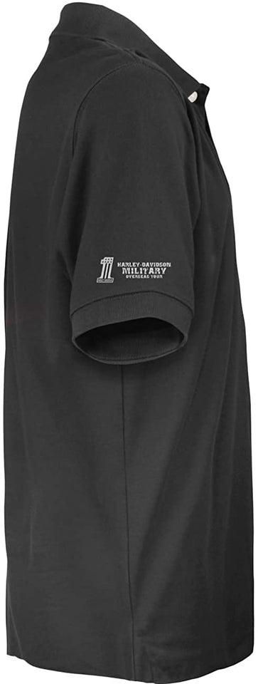 Harley-Davidson Military - Men's Black 3-Button Polo Sport Shirt - Overseas Tour | Willie G