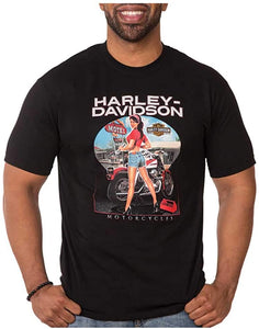 Harley-Davidson Men's Mechanic Pin-Up Crew-Neck Short Sleeve T-Shirt - Black