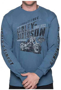 Harley-Davidson Men's Speedshift Long Sleeve Crew Neck Cotton Shirt, Indigo