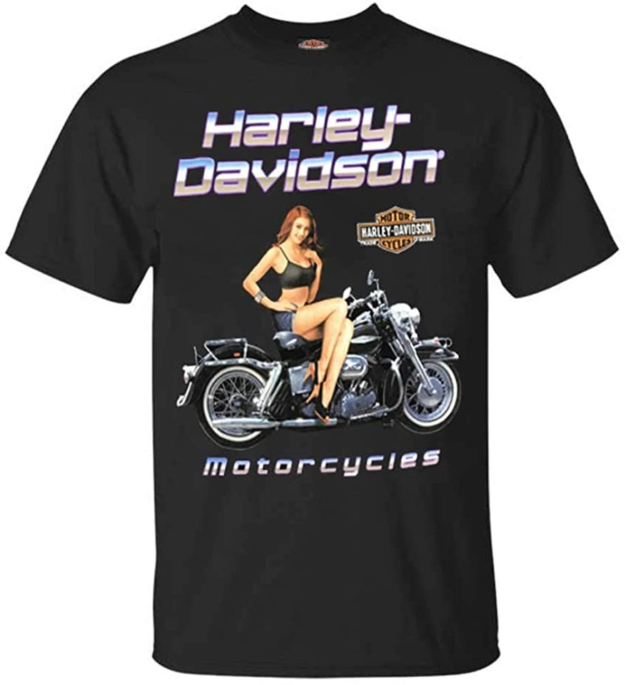 Harley-Davidson Men's Black Top Pin-Up Cotton Short Sleeve T-Shirt - Black