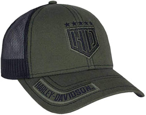 Harley-Davidson Men's H-D Badge Colorblocked Trucker Baseball Cap BCC34394 Green