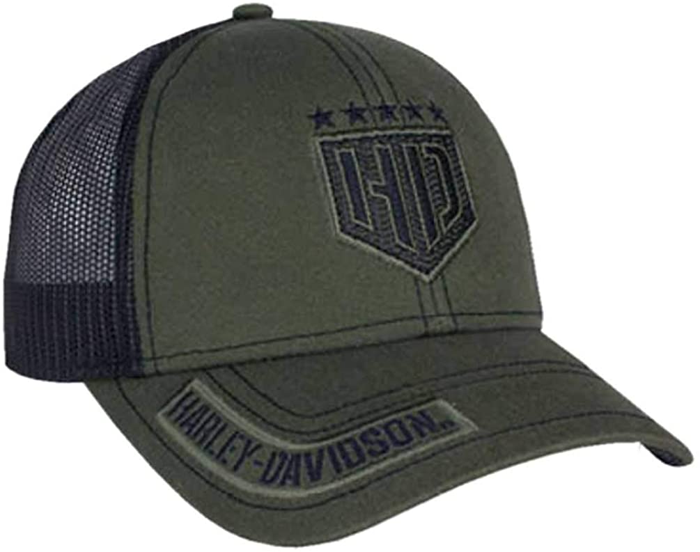 Harley-Davidson Men's H-D Badge Colorblocked Trucker Baseball Cap BCC34394 Green