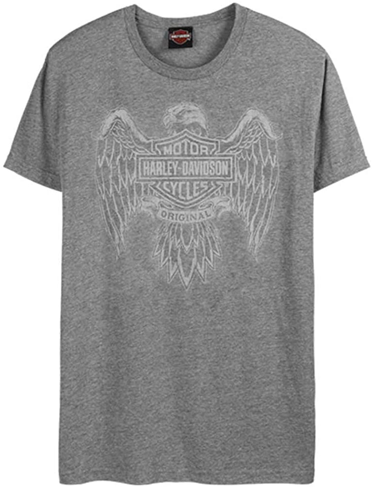 Harley-Davidson Men's Custom Eagle Tonal Short Sleeve Crew-Neck Tee, Washed Gray