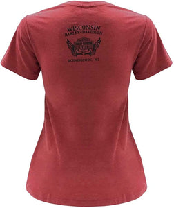 Harley-Davidson Women's Ritual Ride Embellished Short Sleeve Tee - Dark Red