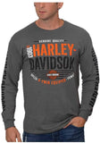 Harley-Davidson Men's Hype H-D Long Sleeve Crew-Neck Cotton T-Shirt, Charcoal