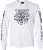 Harley-Davidson Mens Built for Speed Long Sleeve Crew-Neck Cotton T-Shirt, White