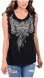 Harley-Davidson Women's Silver Emblem Embellished Sleeveless Tank Top - Black