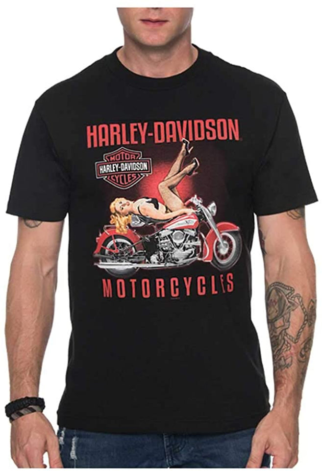 Harley-Davidson Men's Demeanor Pin-Up Short Sleeve Crew-Neck T-Shirt, Black