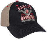 Harley-Davidson Men's RWB #1 Wings Colorblocked Baseball Cap, Black BCC33812