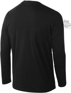 Harley-Davidson Mens Chest Stripe Slim Fit Black Long Sleeve T-Shirt - 99256-19VM