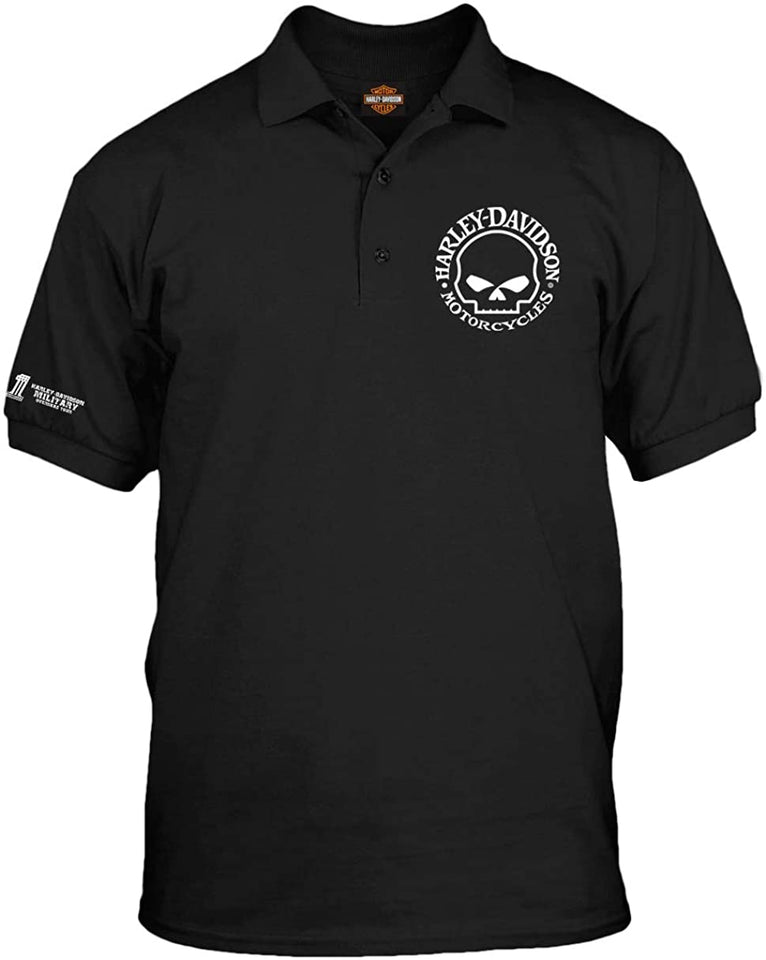 Harley-Davidson Military - Men's Black 3-Button Polo Sport Shirt - Overseas Tour | Willie G