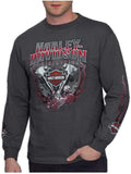 Harley-Davidson Men's Blazer V-Twin Long Sleeve Crew-Neck T-Shirt, Charcoal