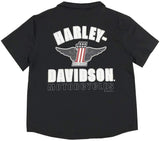 Harley-Davidson Big Boys' #1 RWB Short Sleeve Button Shop Shirt - Black