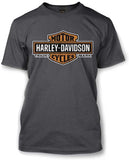 Harley-Davidson Men's Elongated Orange Bar & Shield Charcoal T-Shirt 30291961