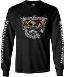 Harley-Davidson Men's Eagle Ride Long Sleeve Crew-Neck Cotton Shirt, Black