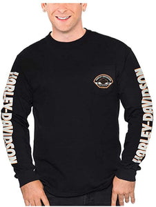 Harley-Davidson Men's Bar & Shield H-D Long Sleeve Chest Pocket T-Shirt, Black