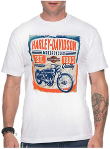 Harley-Davidson Men's Vintage Track Short Sleeve Crew-Neck T-Shirt, White