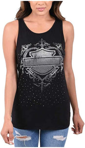 Harley-Davidson Women's Studded B&S Embellished Lace Back Sleeveless Tank Top